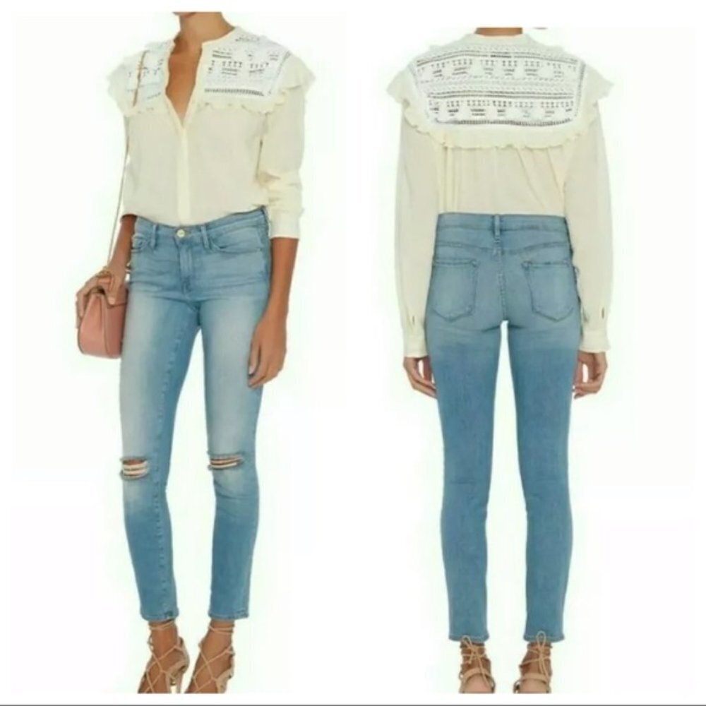 FRAME Le Skinny De Jeanne Miramonte Distressed Jeans Size 25